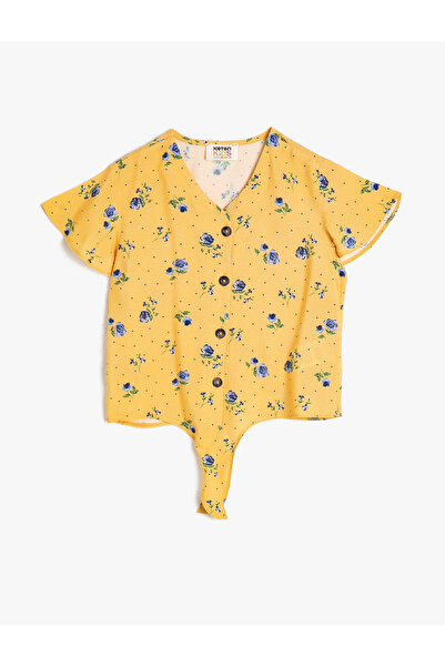 Koton Girl's Yellow Patterned Shirt