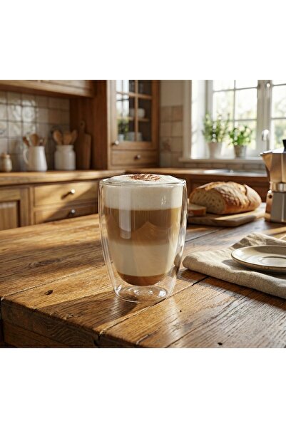 MİMOZA PARK 2 Adet Yenitasarım Çift Cidarlı Bardak 350ml 2 Adet