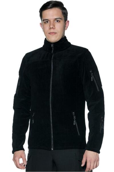 SINGLE SWORD Tactical Military Black Fleece Cardigan Black L