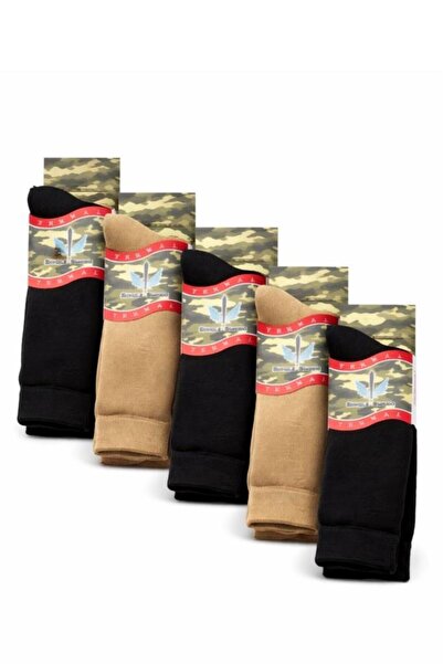 SINGLE SWORD Men's 5-Piece Thermal Socks Winter Black Beige