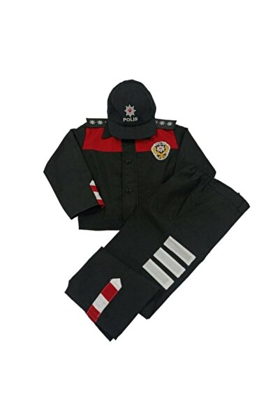 Genel Markalar Unisex Çocuk Siyah Polis Kıyafeti