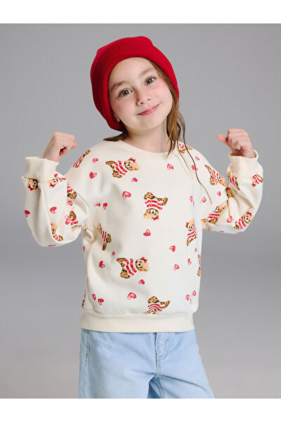 LC Waikiki Peak New Season guler rotund cu imprimeu Hanorac gros pentru fete ...