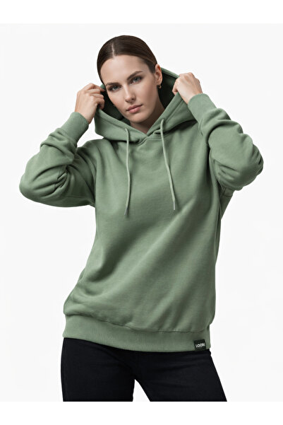 Loom Basic Kadın Pamuklu Kapüşonlu Sweatshirt
