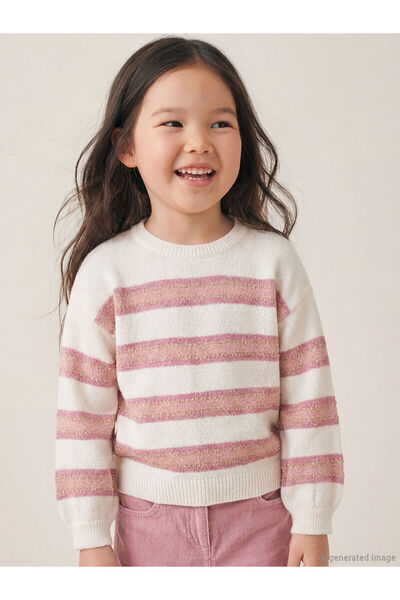 LC Waikiki Pulover tricotat pentru fete cu dungi LCW Kids