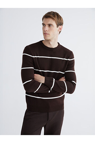LC Waikiki Peak New Season Crew Neck Long Sleeve Striped Men's Knitwear Sweater