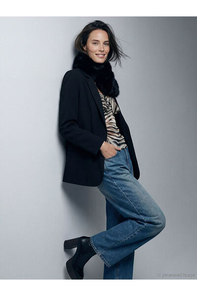 LC Waikiki Jachetă blazer pentru femei Plus New Season Crepe