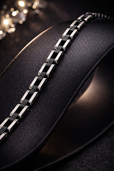 İyyaKee Erkek Siyah Gümüş Renk 316 L Çelik Bileklik – Modern Tasarım, Şık ve ...