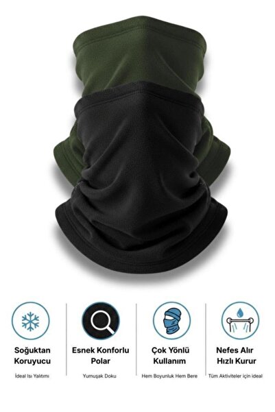 SINGLE SWORD Set de 2 berici unisex din lână și guler pentru gât – Protecție multifuncțională pentru vreme rece de iarnă 0//NEGRU