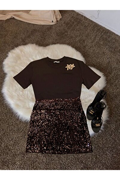 Aven PUL PAYET DETAYLI KAHVERENGİ ETEK