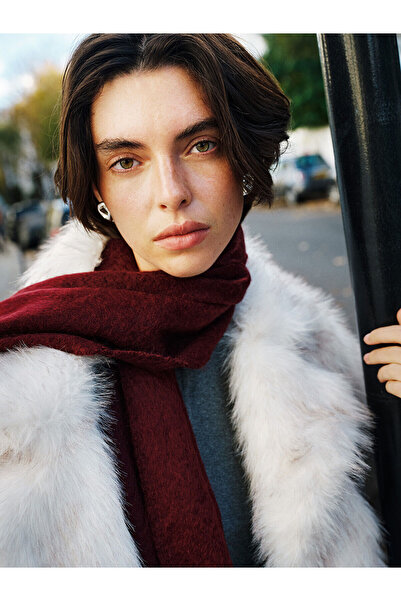 LC Waikiki Peak New Season Jacket Guler Palton de blană pentru femei