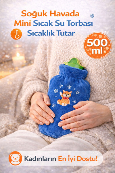 M Mimoza Park Peluşlu Sıcak Su Torbası Termofor | Renkli Küçük 400 ml