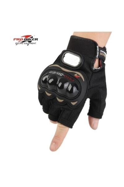 ProBiker Eldiven Yarım Motosiklet Eldiveni Korumalı (Siyah) 13594 Ce Etiketli