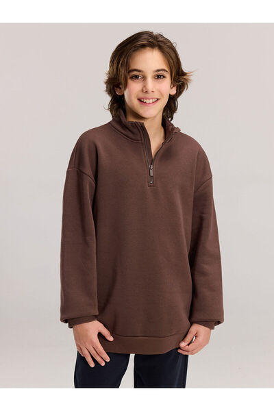 LC Waikiki Thick Sweatshirt for Boy with Stand Collar