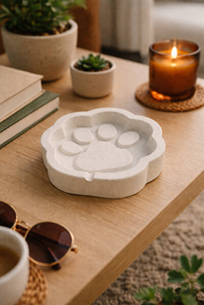 Homesinti Paw Figured Decor Stone Powder Ash Tray |   Handmade Decorative Ashtray