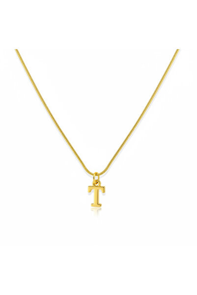 CAXBERN Minimal T Harfi Kararmaz 316l Çelik Kolye Altın Kaplama