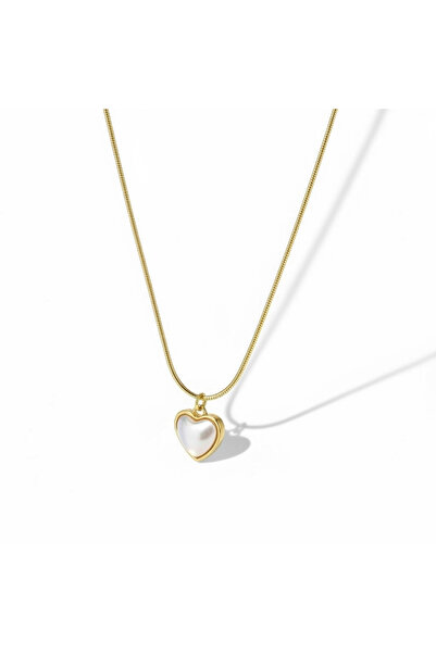 CAXBERN Çelik Minimal Kalp Gold Kolye