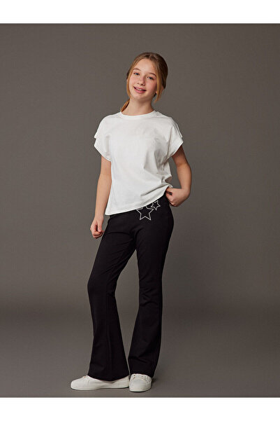 LC Waikiki Κοριτσίστικο κολάν καμπάνα με ελαστική μέση και πέτρες