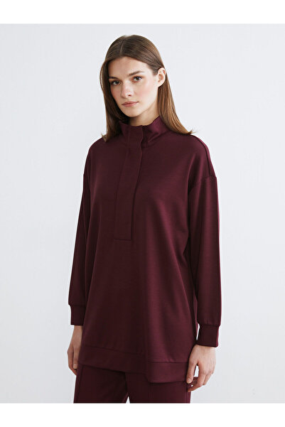 LC Waikiki Özmarka New Season Stand Collar Oversize Women's Sweatshirt Tunic