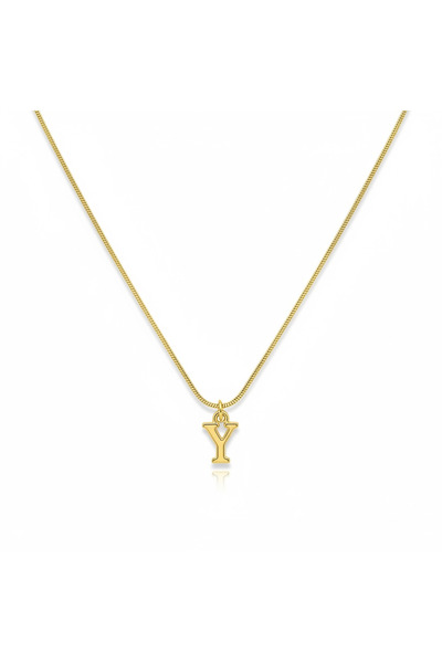 CAXBERN Minimal Y Harfi Kararmaz 316l Çelik Kolye Altın Kaplama