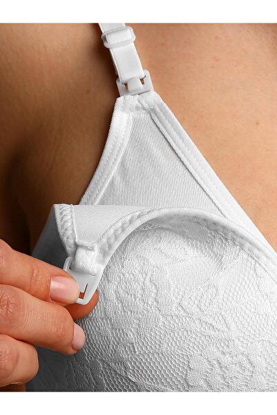 Sema Baby حمالة صدر للرضاعة من الدانتيل باللون الأبيض مقاس 80