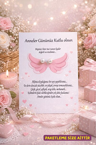 Emtory Home 20 Adet Melek Kartlı İnci Küpe - Anneler Günü Hediyesi - Özel Gün...