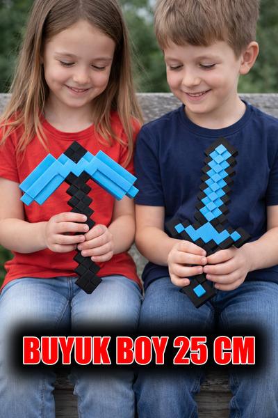 YAGLİZ Minecraft Elmas Kılıç & Kazma 2’li Oyuncak Seti – 25 CM Büyük Boy Deko...