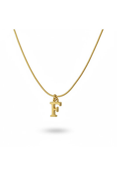 CAXBERN Minimal F Harfi Kararmaz 316l Çelik Kolye Altın Kaplama