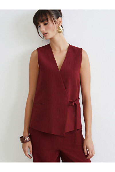 LC Waikiki Double Breasted Collar Textured Women's Classic Vest