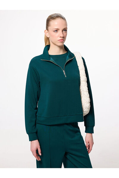 LC Waikiki Alita City Farkıyla Lcw Everyday Petrol High Neck Women's Sweatshirt