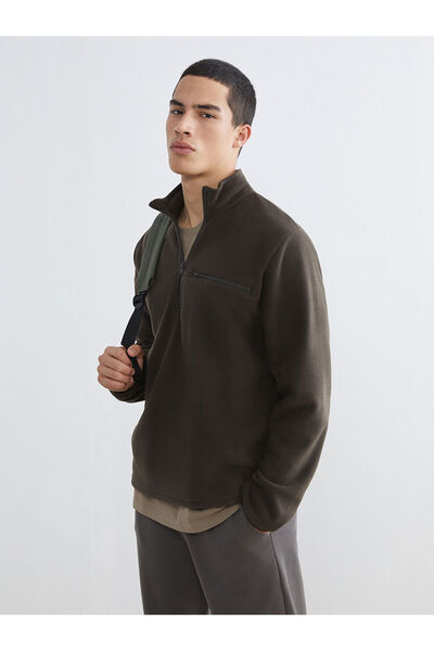 LC Waikiki Özmarka New Season Stand Collar Fleece Men's Sweatshirt