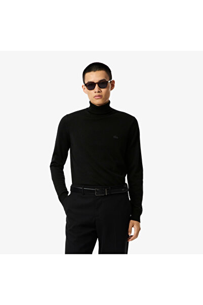 Lacoste Erkek Regular Fit Uzun Kollu Dik Yaka Siyah Triko