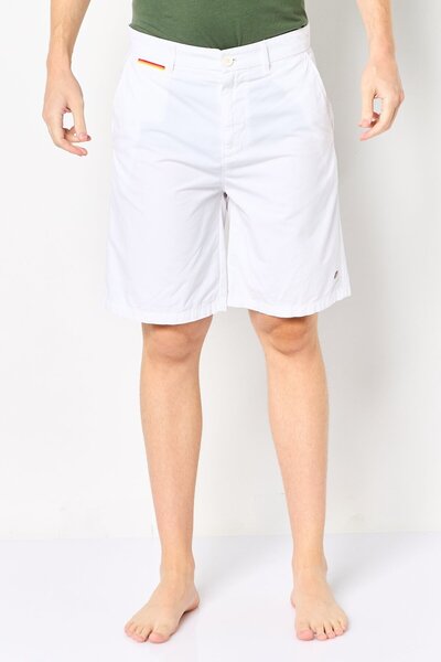 SUNDEK شورت رجالي هجين بشعار رقعة، أبيض