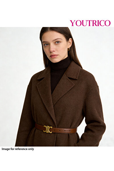 Youtrico حزام نسائي من الجلد الطبيعي - تصميم مشبك مقوس