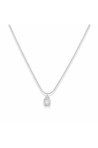 CAXBERN قلادة بحرف O من الفولاذ بحجر الزركون الفضي للجنسين