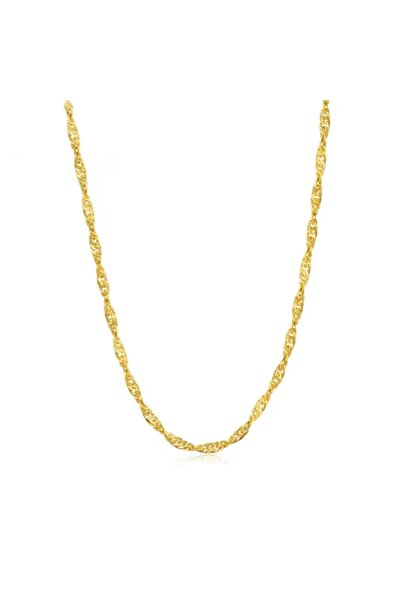 CAXBERN 22 Ayar Altın Kaplama Altın Renk Singapur Zincir Kolye