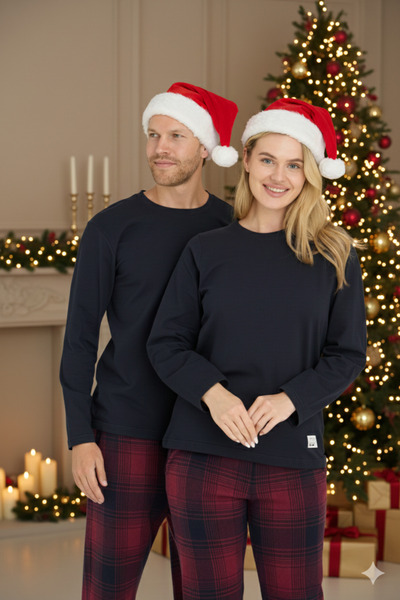 KLY Πρωτοχρονιάτικο Σετ Πιτζάμες 2 τεμαχίων για Γυναίκες και Άντρες, Ειδικό για Ζευγάρια