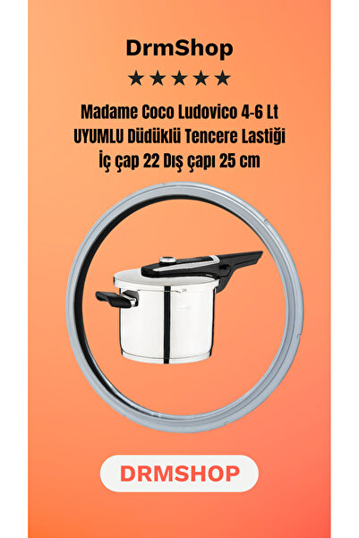 shopdrm DrmShop-Madame'Coco Ludovico 4-6 LT Uyumlu Düdüklü Tencere Lastiği İç...
