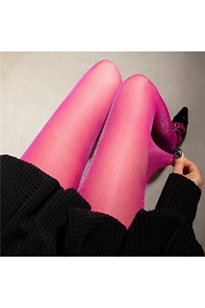 Eces Design Simli Işıltılı 15D Şeffaf / Tül İnce Kadın Külotlu Çorap – Parlak Görünüm & Şık Dokunuş W1010 Pembe