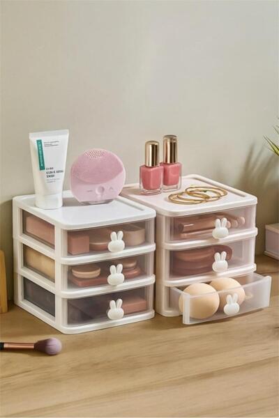 Bayev منظم مكياج باني بثلاثة أدراج - منظم مستحضرات التجميل مع أقسام لفرش المكياج