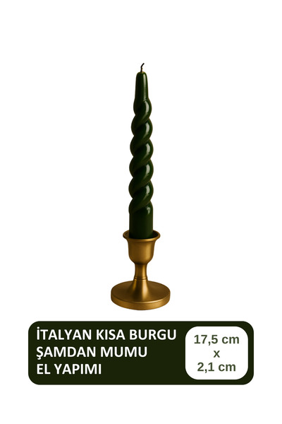 HAPPY NESSO Parlak "YEŞİL" İtalyan Kısa Burgu Şamdan Mumu 17,5 cm El Yapımı, ...