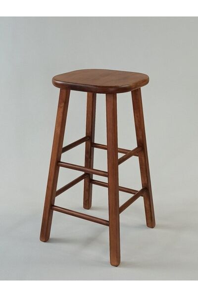 Özer Aldoğan 70cm Ahşap Bar Taburesi Cilalı