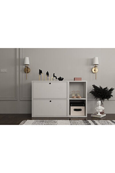 Nettrends Rafli Düser Kapakli Dolapli Ayakkabilik Beyaz 100 Cm Ayk-1044-ç