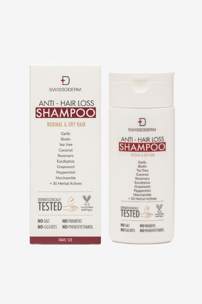 Swissoderm Dökülme Karşıtı Şampuan, Normal & Kuru Saç, Vegan, Sülfatsız & Tuzsuz Saç Dökülmesine Karşı 50 ml