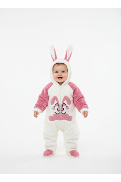 Bebemio Boutique Peluş Bebek Tulum Kışlık Takım – Kapüşonlu Welsoft Tavşan Na...