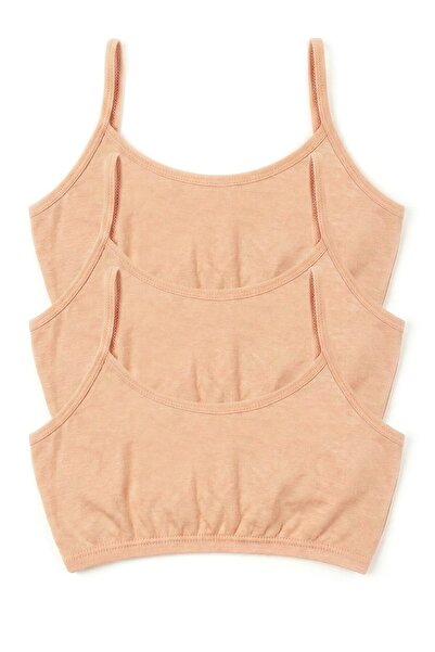 Öts صدرية للفتيات مكونة من 3 قطع بدون حشوة مع أشرطة حبل (96% قطن - 4% إيلاستين)