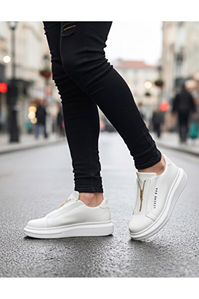 BOA BA0310 vastag, magas talpú, cipzáras fehér férficipő