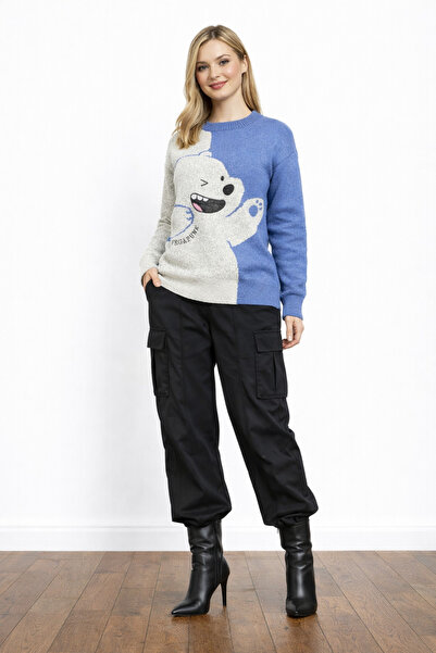oncepetcom Blue Freesize Imported Sweater with Teddy Bear