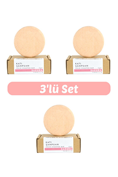 Baboon Natural Baboon Sakura Katı Şampuan 3'lü Set | Kuru, Yıpranmış ve Boyal...