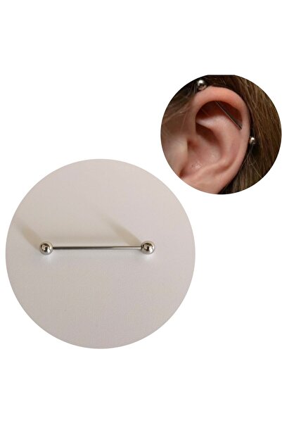 Bylin Cerrahi Çelik Köprü Piercing / Endüstriel Piercing(Kalınlık 1,6mm) Top ...