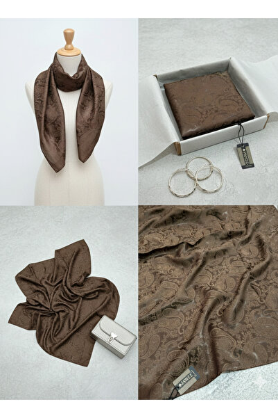 JAWEL ŞAL JAWEL Kadın Etnik Desen Pamuk Jakar Şal Kahverengi